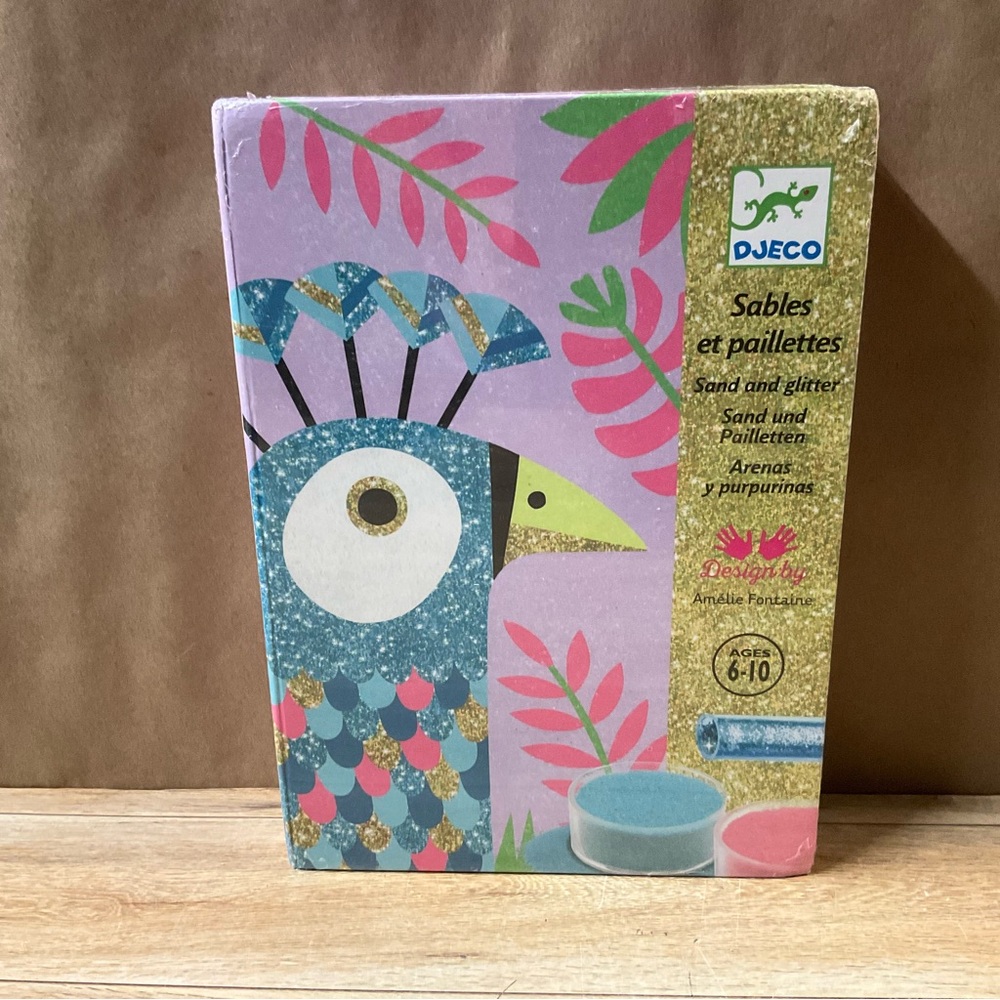 New! Djeco Sand And Glitter Dazzling Birds Boards Arts Crafts Craft Kit